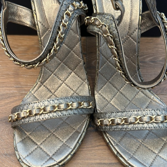 Chanel Gold Python Sandals - Picture 9 of 14